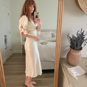 Reformation x Kacey Musgraves Stella Lace Trim Silk Midi Dress